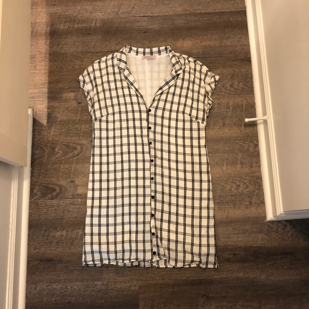BCBG Plaid Button Down Shirt Dress